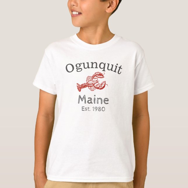 Ogunexit Maine Lobster Shirt, pojkens T Shirt (Framsida)