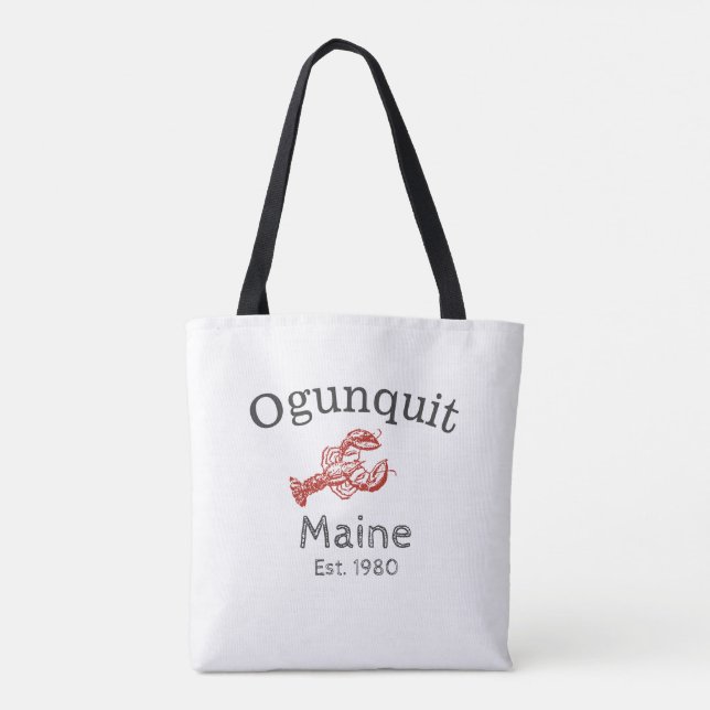 Ogunexit Maine Lobster Tote Bag, Red Tygkasse (Baksida)