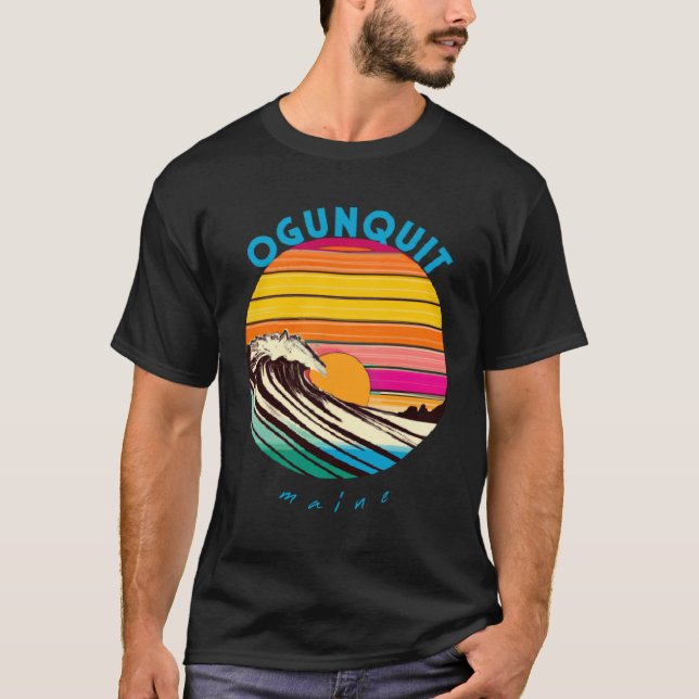 Ogunquit Retro 1980s Style Maine T Shirt (Framsida)