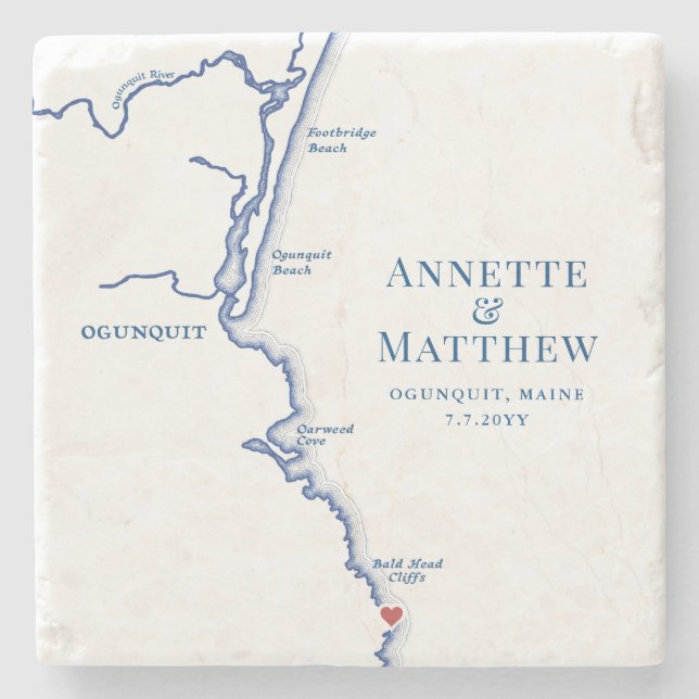 OgunSluta Maine Destination Wedding Favor Stenunderlägg (Framsidan)