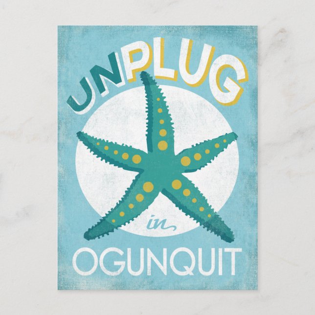 OgunSluta Starfish Beach Nautical Vykort (Framsida)