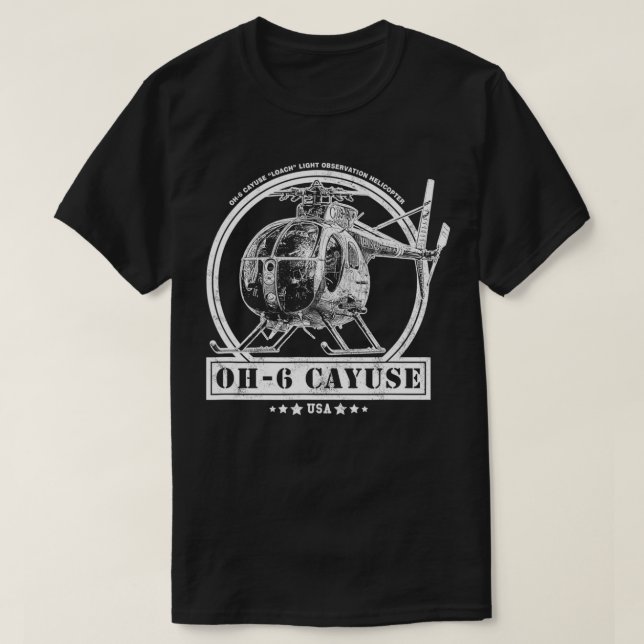 OH6 Loach Cayuse Helicopter  T Shirt (Design framsida)