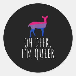 Oh Älg Queer Bisexuell Pride Gay Lesbisk Design Runt Klistermärke