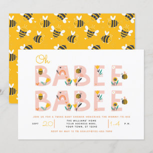 Oh Babee Baby Gult Twin Baby Shower-inbjudan Inbjudningar
