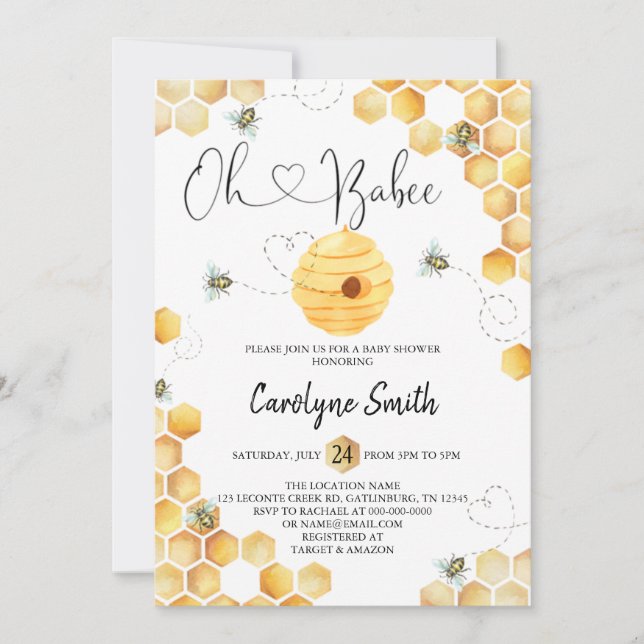 Oh Babee Baby Shower-inbjudan Inbjudningar (Framsida)
