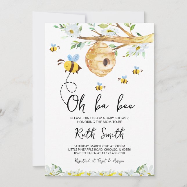 Oh BaBee Baby Shower Inbjudningar (Framsida)