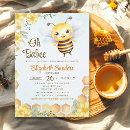 Oh Babee, Baby shower with Cute Wild bee Inbjudningar