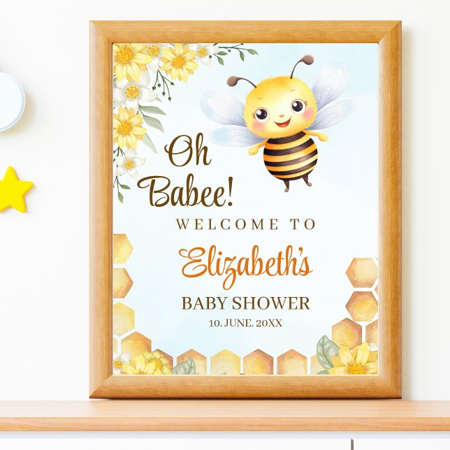 Oh Babee, Baby shower with Wild bee Poster (Skapare uppladdad)