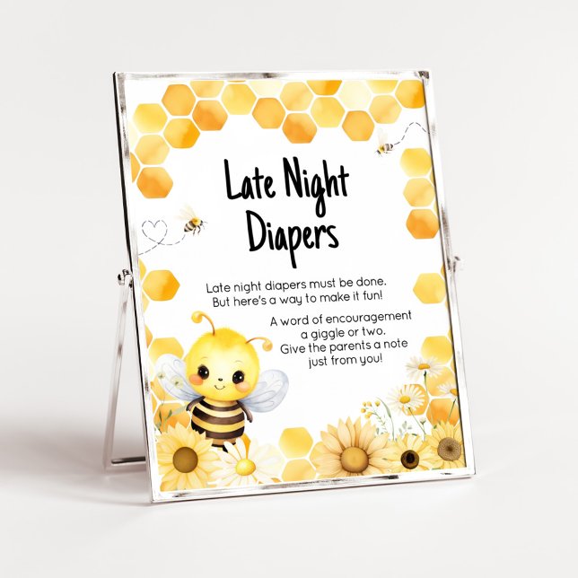 Oh Babee Bee Baby Shower Late Night Diables Poster (Oh Babee Baby Shower Late Night Diapers Sign)