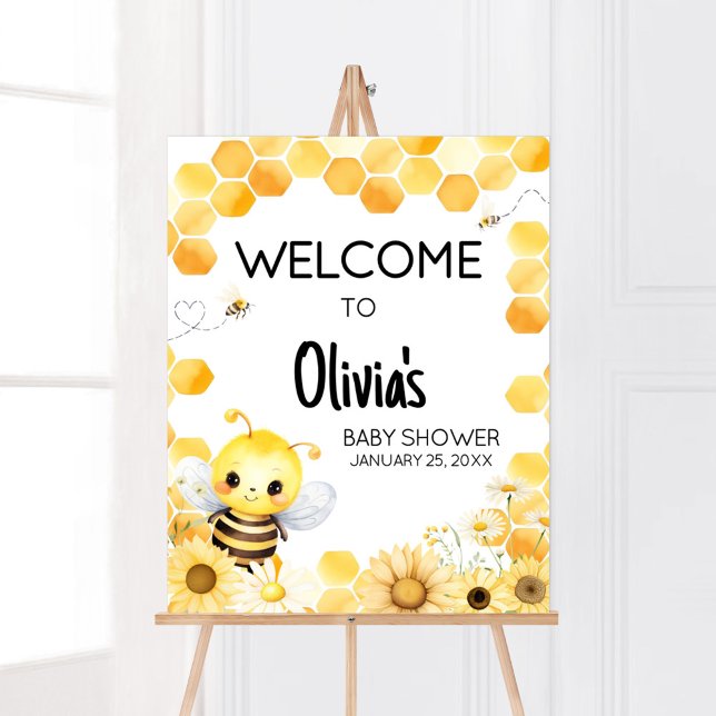 Oh Babee Bee Baby Shower Välkommen Poster (Oh Babee Baby Shower Welcome Sign)