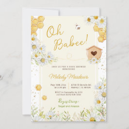 Oh Babee Bee Flicka Boy Wildblomme Daisy Shower Inbjudningar
