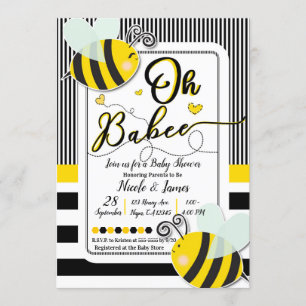 Oh BaBEE Bee Modern Chic Randiga Baby Shower Inbjudningar