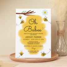 Oh Babee Bee Theme Baby Shower-inbjudan