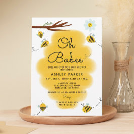 Oh Babee Bee Theme Baby Shower-inbjudan Inbjudningar