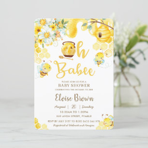 Oh Babee Bees Gult Gender Neutral Baby Shower Inbjudningar