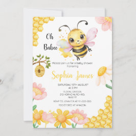 Oh Babee Honbee Girl Baby Shower Inbjudningar