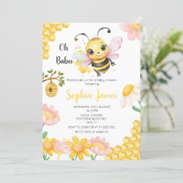 Oh Babee Honbee Girl Baby Shower Inbjudningar