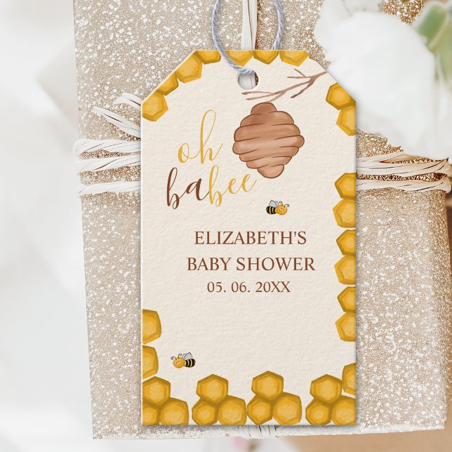 Oh Babee Honeycomb Bee - Baby Shower Gifts Presentetikett (Skapare uppladdad)