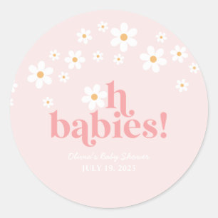 oh babies Retro Daisy Rosa Bebis Shower Runt Klistermärke