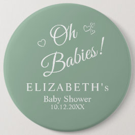 Oh Babies Sage Green Twin Baby Shower Button Knapp