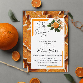 Oh Baby A Little Cutie Orange Citrus Baby Shower Inbjudningar