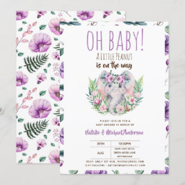 Oh Baby A Little Peanut Boho Elephant Baby Shower Inbjudningar