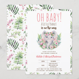 Oh Baby A Little Peanut Boho Elephant Baby Shower Inbjudningar