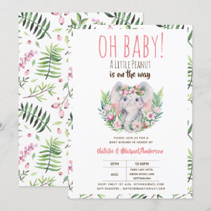 Oh Baby A Little Peanut Boho Elephant Baby Shower Inbjudningar