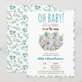 Oh Baby A Little Peanut Boho Elephant Baby Shower Inbjudningar