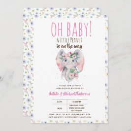 Oh Baby A Little Peanut Boho Elephant Boho Flowers Inbjudningar