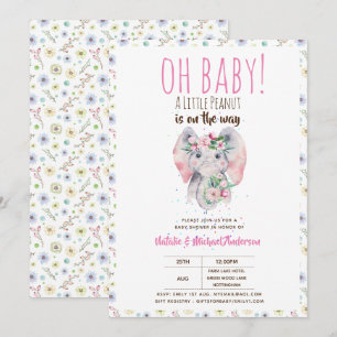 Oh Baby A Little Peanut Boho Elephant Boho Flowers Inbjudningar