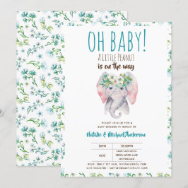 Oh Baby A Little Peanut Elephant Baby Shower Boho Inbjudningar