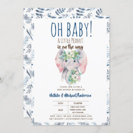 Oh Baby A Little Peanut Elephant Boho Blommigt Chi Inbjudningar