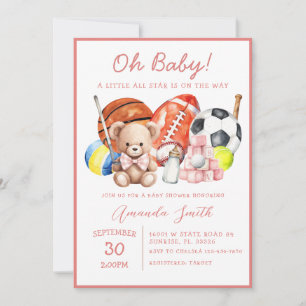 Oh Baby ALL STAR SPORT Baby Shower-inbjudan Inbjudningar