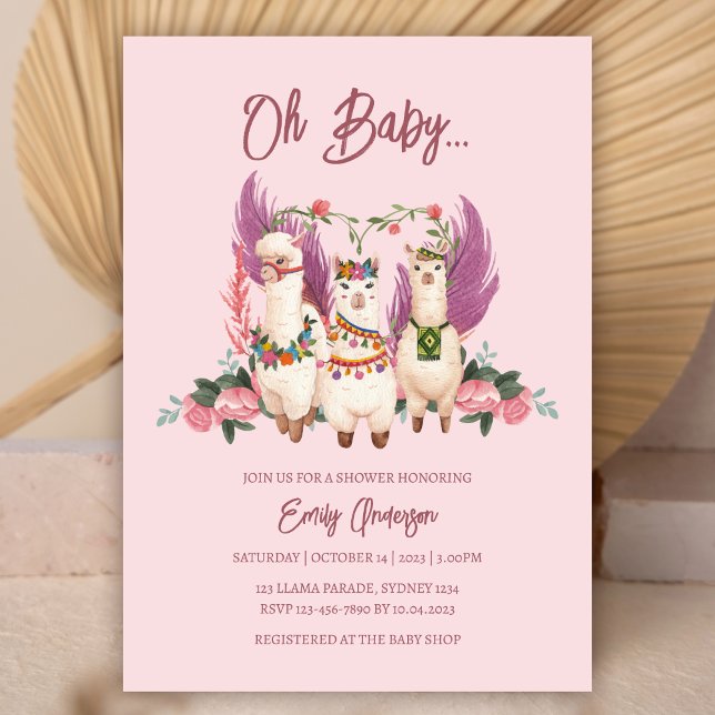 Oh Baby Alpaca Gender Neutral Llama Baby Shower Inbjudningar (Skapare uppladdad)