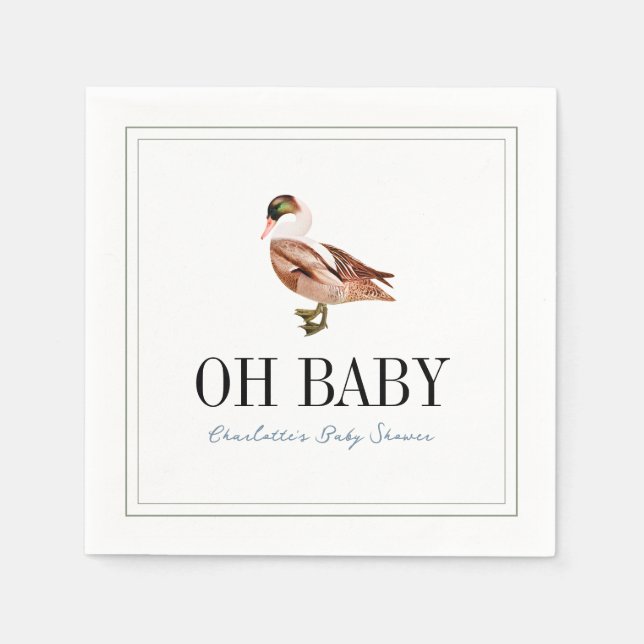 Oh Baby Anka/Mallard White Boy Shower Pappersservett (Framsidan)