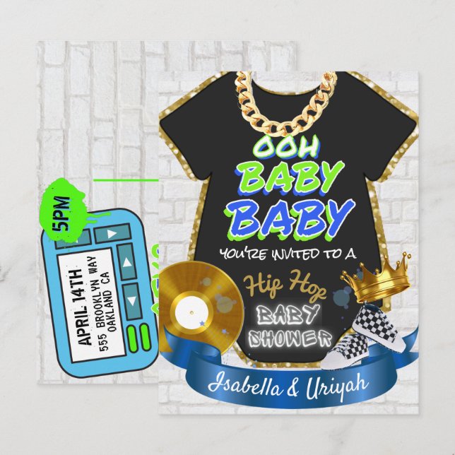 Oh Baby Baby | Hip hop Blue & Grönt Retro Vykort (Fram/baksida)