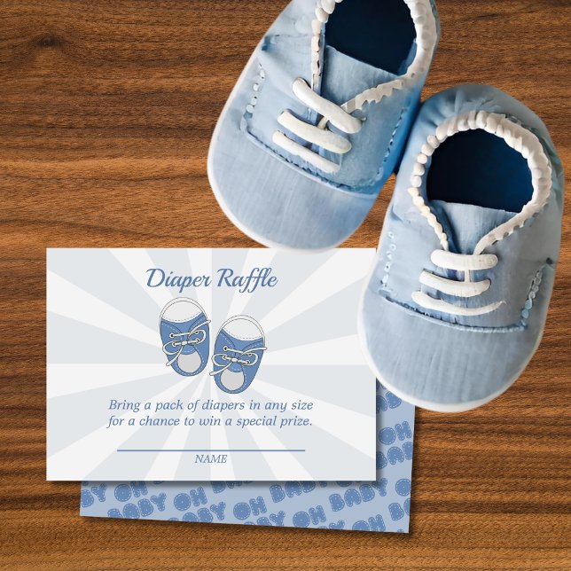 Oh Baby | Baby Shoes Dusty Blue Boy Diaper Raffle Tilläggskort (Skapare uppladdad)
