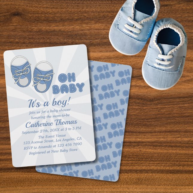 Oh Baby | Baby Shower Dusty Blue Boy Baby Shower Inbjudningar (Skapare uppladdad)
