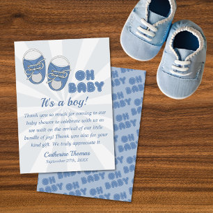 Oh Baby   Baby Shower Dusty Blue Boy Baby Shower Tack Kort