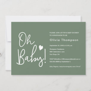 Oh Baby Baby Shower Grönt Gender neutral Inbjudningar