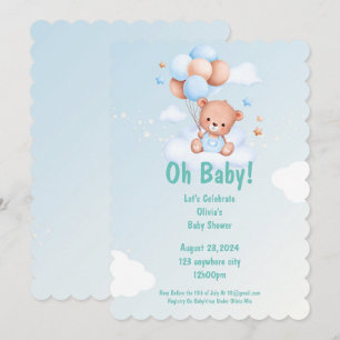OH BABY BABY SHOWER-INBJUDAN FÖR BOYER INBJUDNINGAR