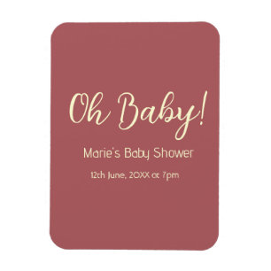 oh baby baby shower namn datum maron enkel minimal magnet