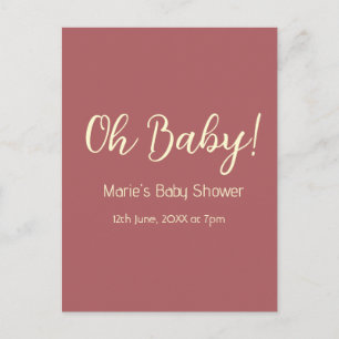 oh baby baby shower namn datum maron enkel minimal vykort