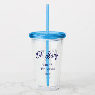 Oh Baby Baby Shower Navy Blue Script Gift Favor Take Away Mugg