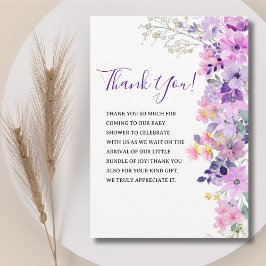 Oh Baby, Baby Shower Purple Spring Flowers Tack Kort
