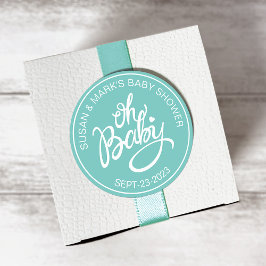 Oh Baby Baby Shower Sticker Runt Klistermärke