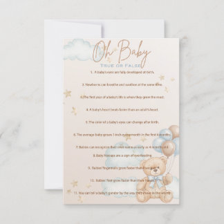 OH Baby, Baby Shower Trivia Game, True eller False Inbjudningar