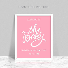 Oh Baby - Baby Shower Välkommen Poster - Rosa