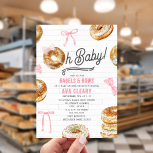 Oh Baby Bagels & Bows Rosa Baby Shower Brunch Inbjudningar
